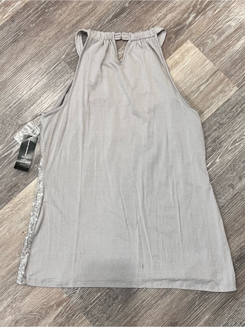 INC International Concepts Silver Sequin Halter Top - Picture 2 of 4